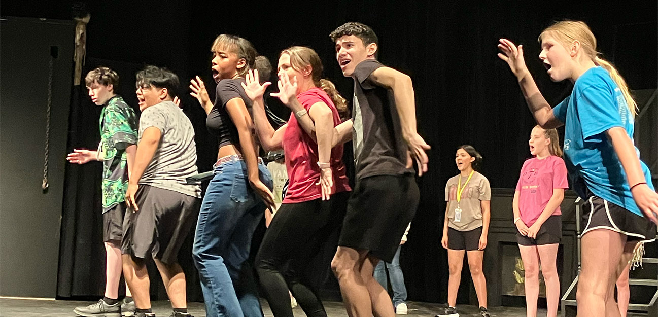 Theater students rehearsing
