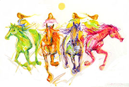 They Ride Colorful Horses \ by Dana Tiger